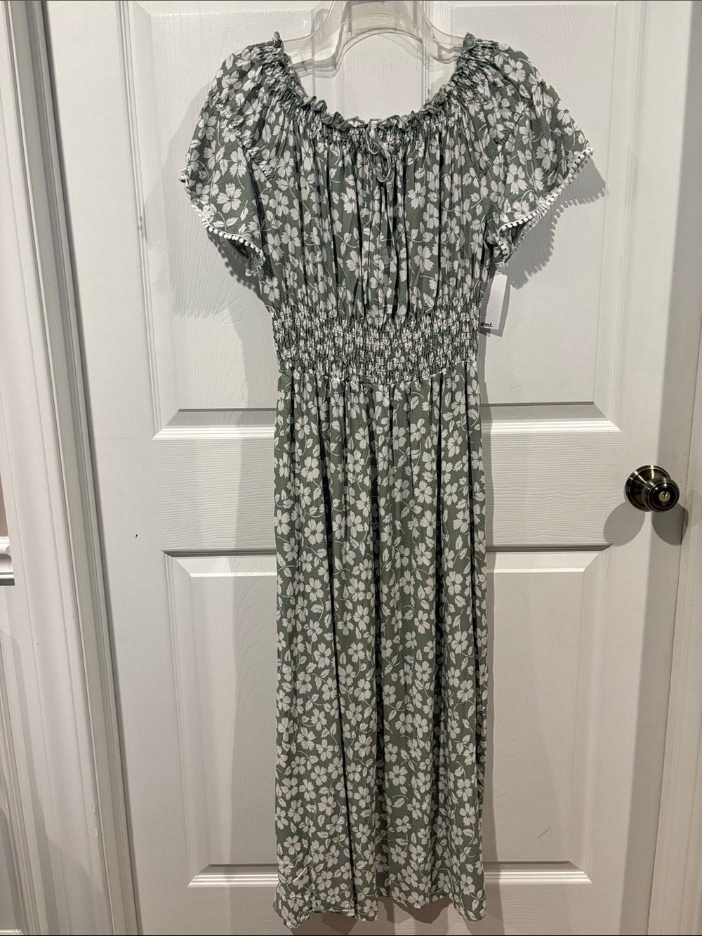 NEW! Smocked Waist Floral Midi Dress in Sage Green